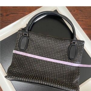 Platania Black Leather Studded Shoulder Bag tote